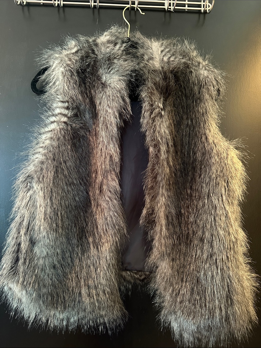 Calvin Klein Faux Fur Vest - Gray Brown Women's Sleeveless Coat